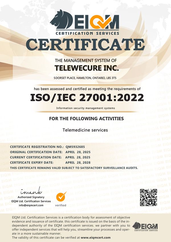 TeleWeCure ISO-27001